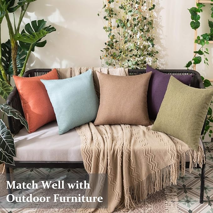 MIULEE Pack of 2 Decorative Outdoor Solid Waterproof Throw Pillow Covers Euro - Image 3