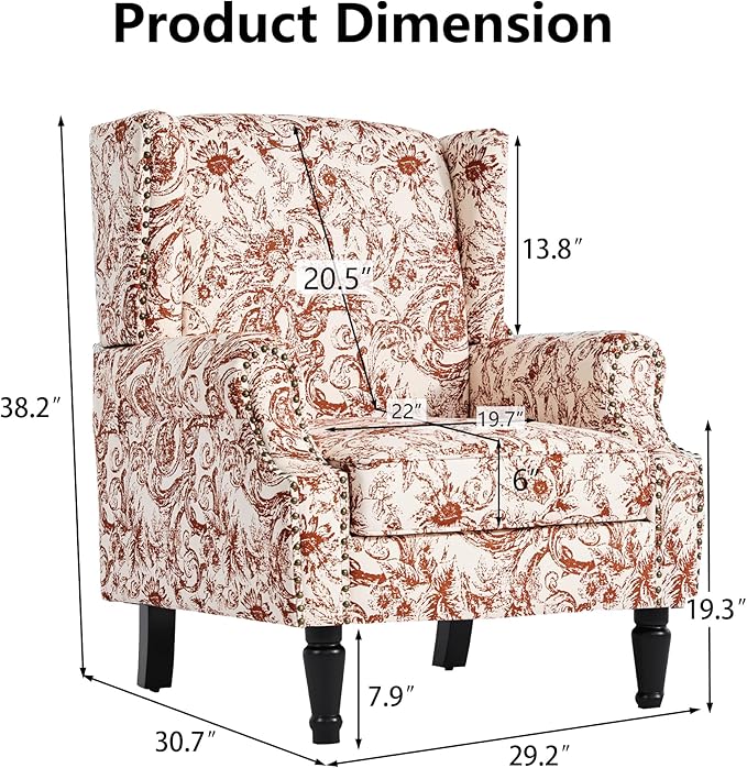 Pia Ricco High Back Floral Accent Chair - Image 2