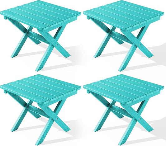 SERWALL Folding Outdoor Side Table Set of 4, Small Adirondack Side Table by SERWALL