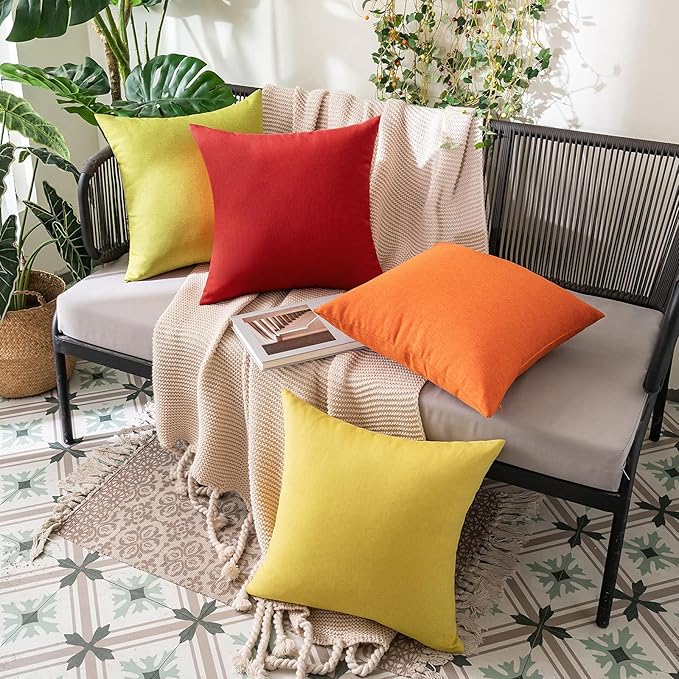 MIULEE Pack of 2 Decorative Outdoor Solid Waterproof Throw Pillow Covers Euro - Image 5