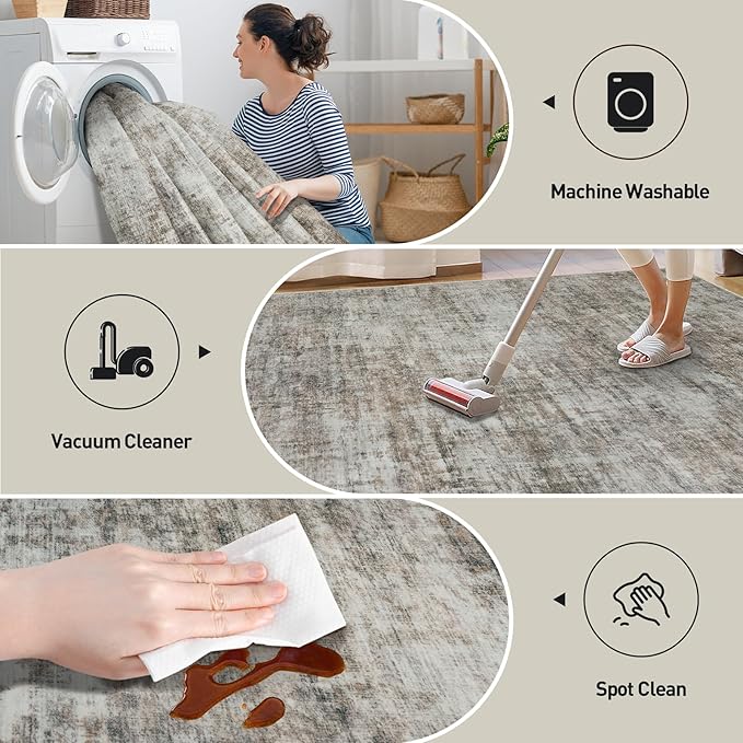 4x6 Area Rugs Washable Rug: Modern Abstract Living Room Rug Soft Anti-Skid Thin - Image 3