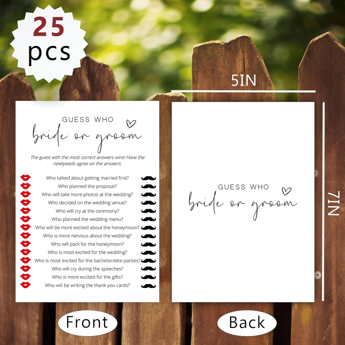 Bridal Shower Games, Bride or Groom, 25Pcs Minimalist White Double-Sided Bridal Game Cards, Wedding Shower Games for Guests, Engagement Bachelorette Party Supplies - A19