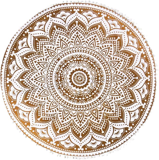 32" Brown White Floor Meditation Pillow Cushion Seating Throw Cover Hippie - Image 4