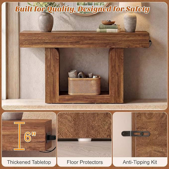 Homieasy Console Table, Farmhouse Wooden Sofa Table Behind Couch, Narrow - Image 6