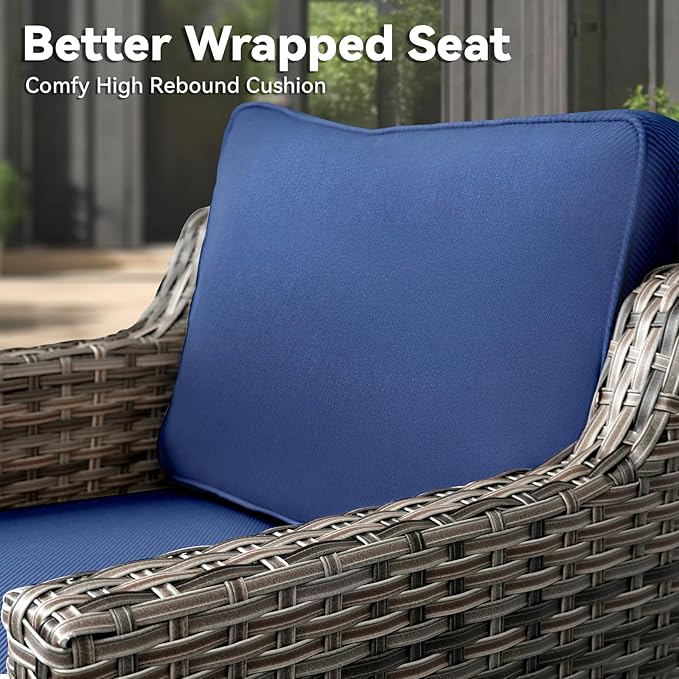 Outdoor Swivel Rocker Patio Chairs-High Back Wicker Swivel Rocker Patio Chairs - Image 7