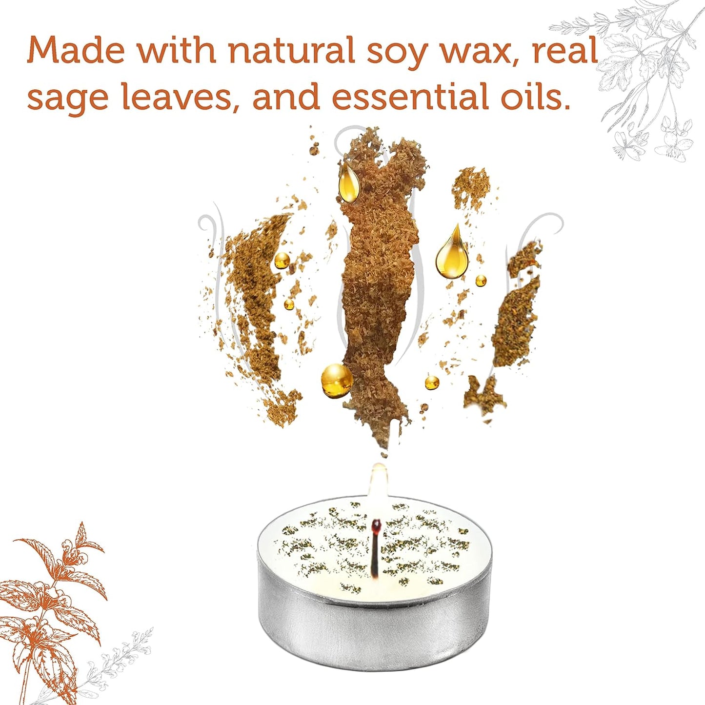 SOUL STICKS 12 Pack Little Smudgies Tealight Candles Smudge Candle for Cleansing House, Meditation, Chakra Healing | Made with Crystals and Herbs (Palo Santo)