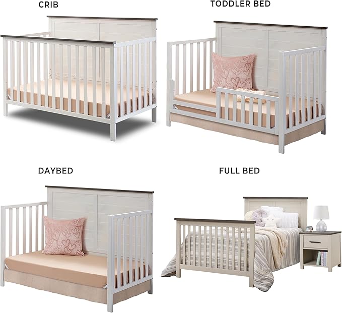 Sorelle Furniture Ashley Crib, Classic 4-in-1 Convertible Pannel Crib, Baby - Image 3