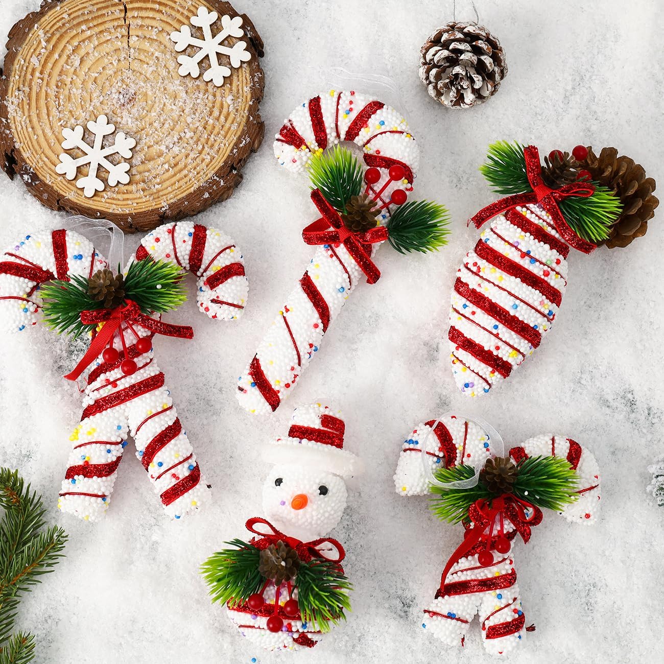 LANGXUN 12pcs Candy Land 2025 Xmas Birthday Party Wedding Suppiles Decoration, Hanging Candy Cane Christmas Tree Décor, Christmas Decorative Hanging Ornaments Crafts