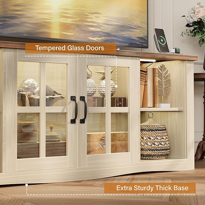 YESHOMY Farmhouse LED TV Stand - Image 7