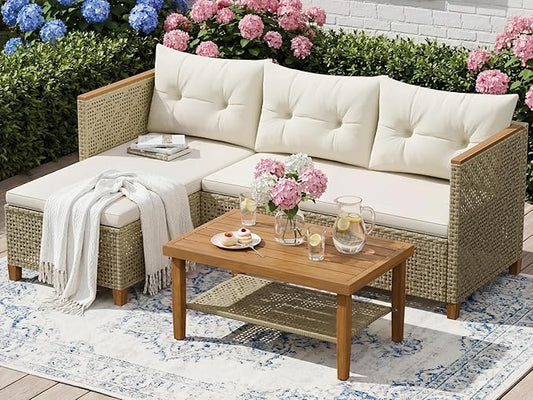 Devoko Wicker Patio Furniture Set, 3 Pieces Outdoor Sofa by DEVOKO