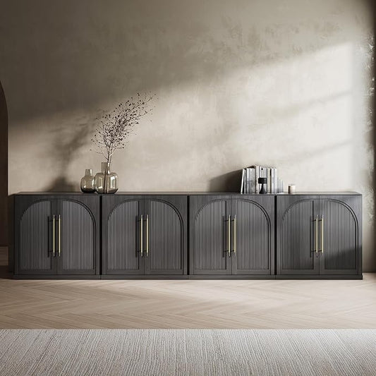 BELLEZE 3 Tier Bookshelf with Double-Arc Door by BELLEZE