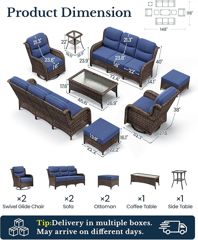 HILLGA 8-Piece Luxury Patio Furniture Set - Image 2