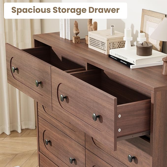 Garvee 6 Drawer Dresser for Bedroom, Wooden Mid Century Modern Chest of Drawers - Image 6