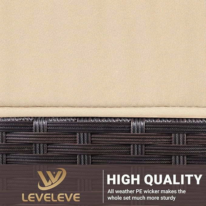 LEVELEVE 3 pcs Rocking Bistro Set Conversation Chairs PE Wicker Outdoor Rocking - Image 8