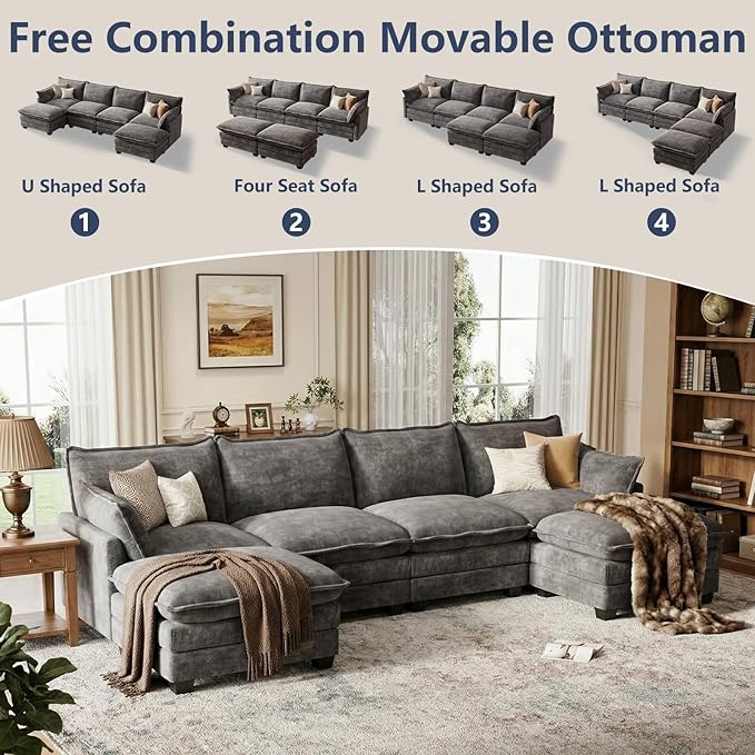U Shaped Modular Sectional Sofa, Cloud Couch - Image 3