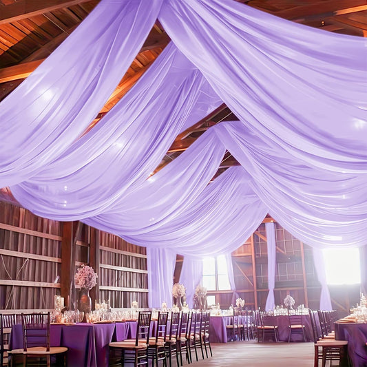 6 Panels Lavender Ceiling Drapes for Wedding 5ftx10ft Chiffon Fabric Arch Draping Curtains Sheer Drapery for Party Ceremony Birthday Baby Shower Reception Stage Swag Ceiling Decorations