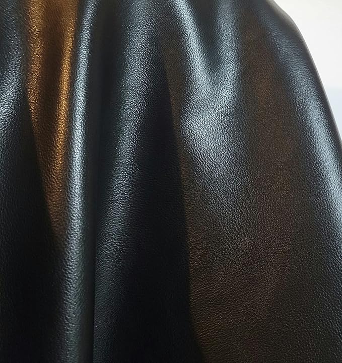 Black 0.9 mm Soft Faux Vegan PU Leather by The Yard Synthetic Pleather 0.9 mm - Image 3