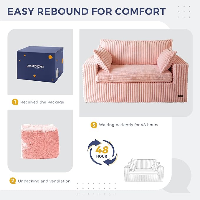MAXYOYO 59" Bean Bag Sofa Couch, Loveseat Boneless Couch in a Box, Upholstered - Image 7
