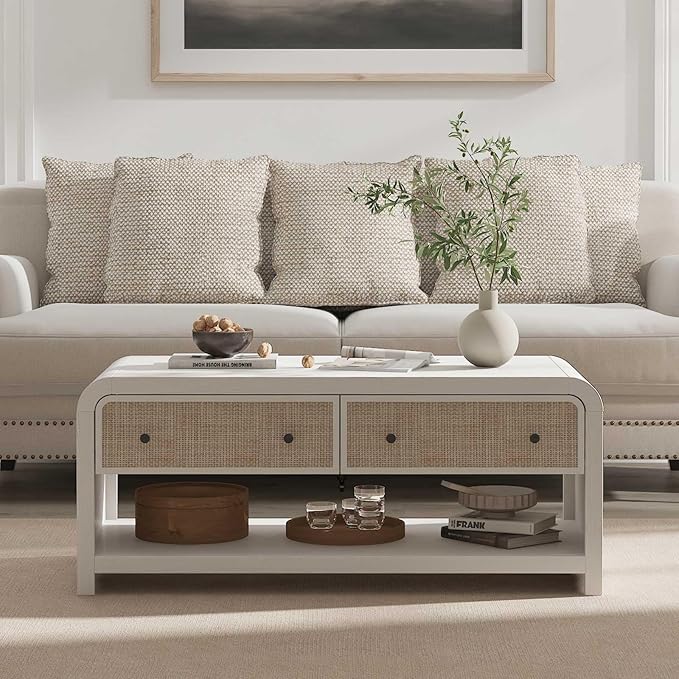 Oak&Sparrow 48'' Boho Coffee Table, Thickened Arc-Shaped Coffee Table - Image 5