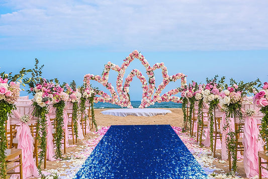ShinyBeauty Royal Blue Sequin Aisle Runner, 2FTx15FT Glitter Carpet for Weddings, Parties & Special Events
