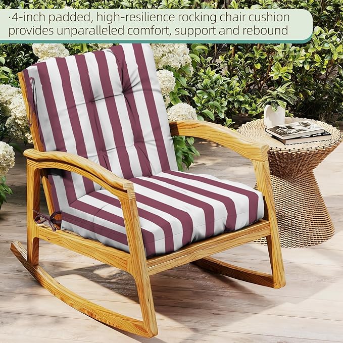 Outdoor Chair Cushion, High Back Soft Seat Pad, Indoor Outside Use, - Image 3