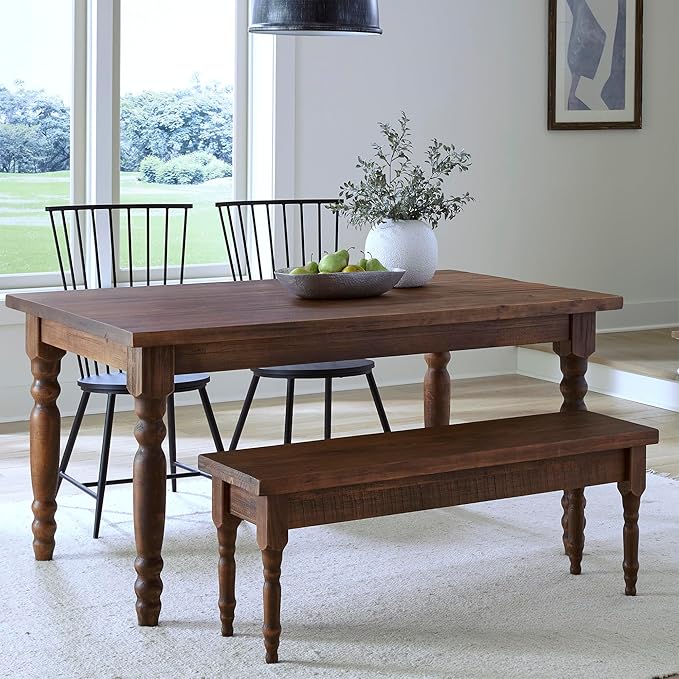 Grain Wood Furniture Valerie Original Solid Wood 63" Dining Table, Rustic Walnut by GrainWoodFurniture