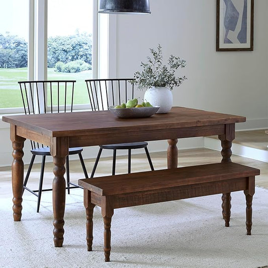 Grain Wood Furniture Valerie Original Solid Wood 63" Dining Table, Rustic Walnut by GrainWoodFurniture