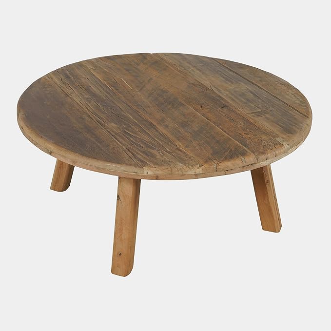 Jofran Reclamation 36" Round Rustic Reclaimed Solid Wood Coffee Table - Image 7