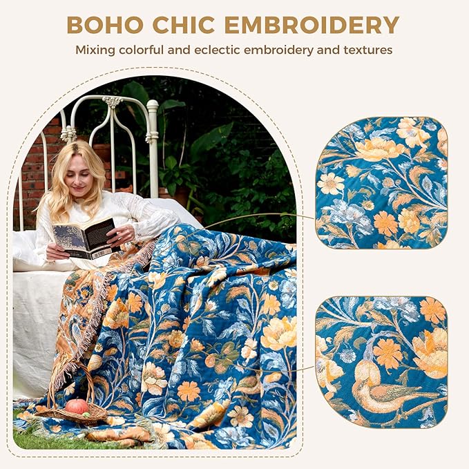 LUTBM Boho Throw Blanket for Couch Sofa Chair Cotton Summer Blankets for - Image 4