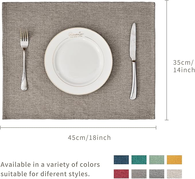 BALCONY & FALCON Placemats Set of 6 Faux Linen Cloth Place Mats Washable - Image 5