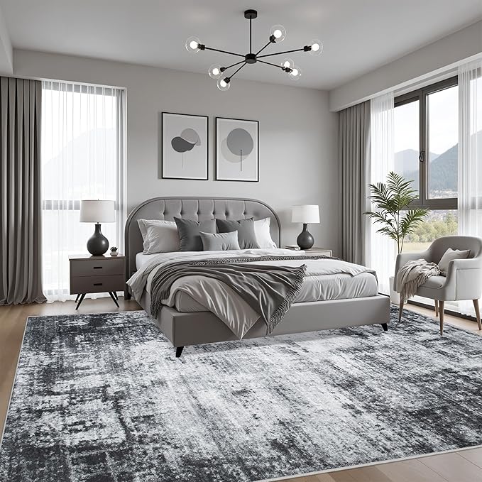 10x12 Area Rug Living Room Rug: Washable Modern Abstract Soft Thin Rug Indoor - Image 3