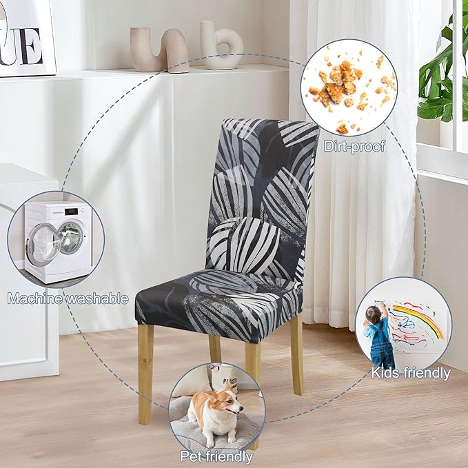 BIETYONE Stretch Dining Chair Covers Set of 2, Soft Removable Washable Kitchen - Image 6