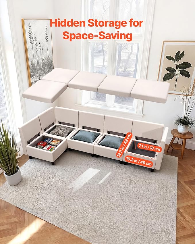 VEVOR Modular Sectional Sofa, Modern 5-Seater Modular Sofa - Image 3