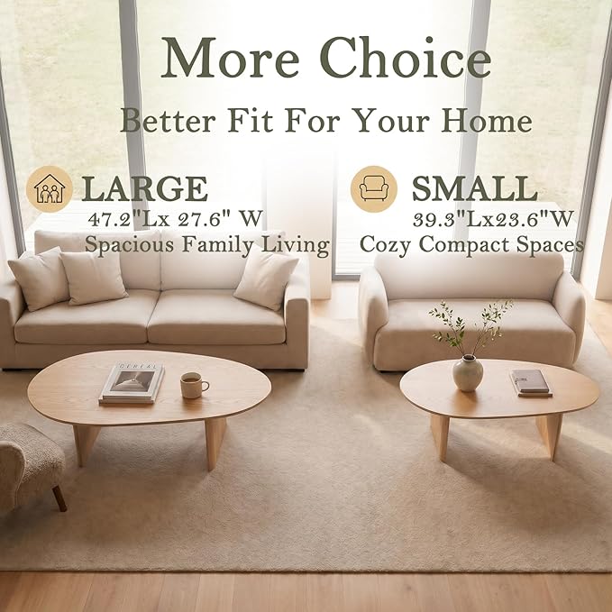 Honyee Oval Coffee Table, 47.2" Wood Coffee Table - Image 6