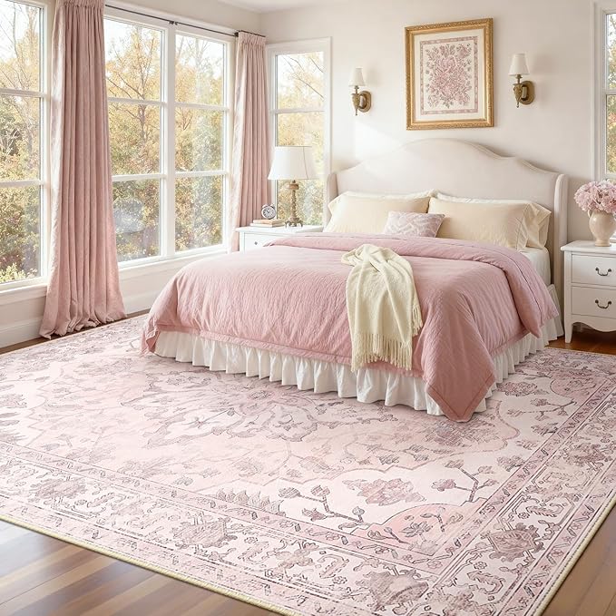 RELEANY Area Rugs 6'x9' Washable Non-Slip, Floral Vintage Distress Print - Image 3