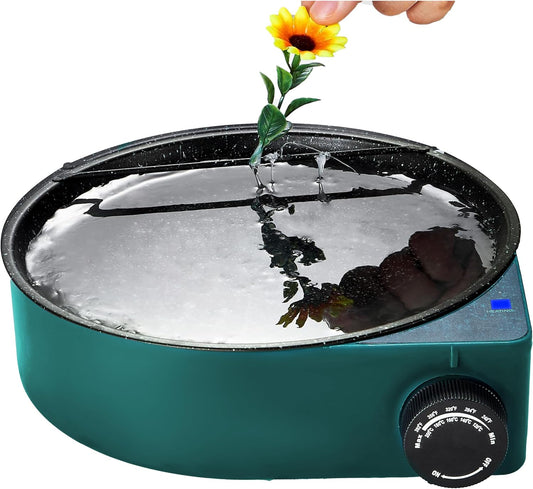 Floral Glue Pot Skillet for Crafts, Temperature Control Gage 212°F-392°F, 8.25in Diameter, Melting Pot for Glue Sticks Pellets and Beads with Degumming Stick