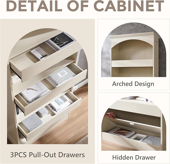 IFGET 76" Tall Arched Bookcase - Image 4