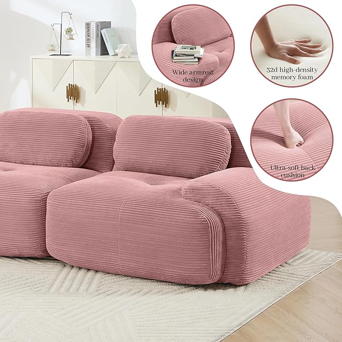 Boneless Sectional Couch, No Assembly Required, 117.3” Modular Cloud Sofa - Image 7