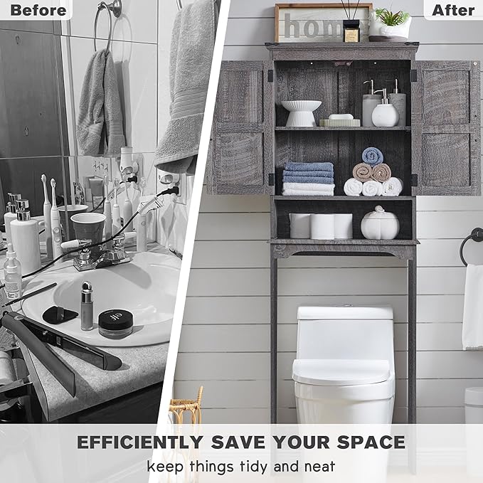 ACCOHOHO Over The Toilet Storage Cabinet, Farmhouse Bathroom Cabinet - Image 4