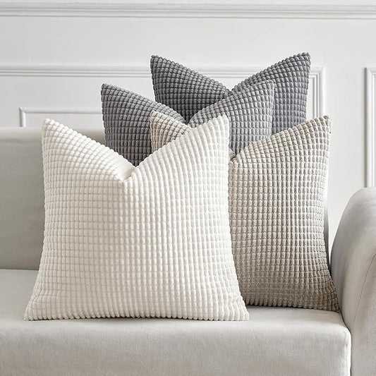 MIULEE Timeless Neutral Euro Sham Pillow Covers 24x24 Set of 4 Mid Century by MIULEE