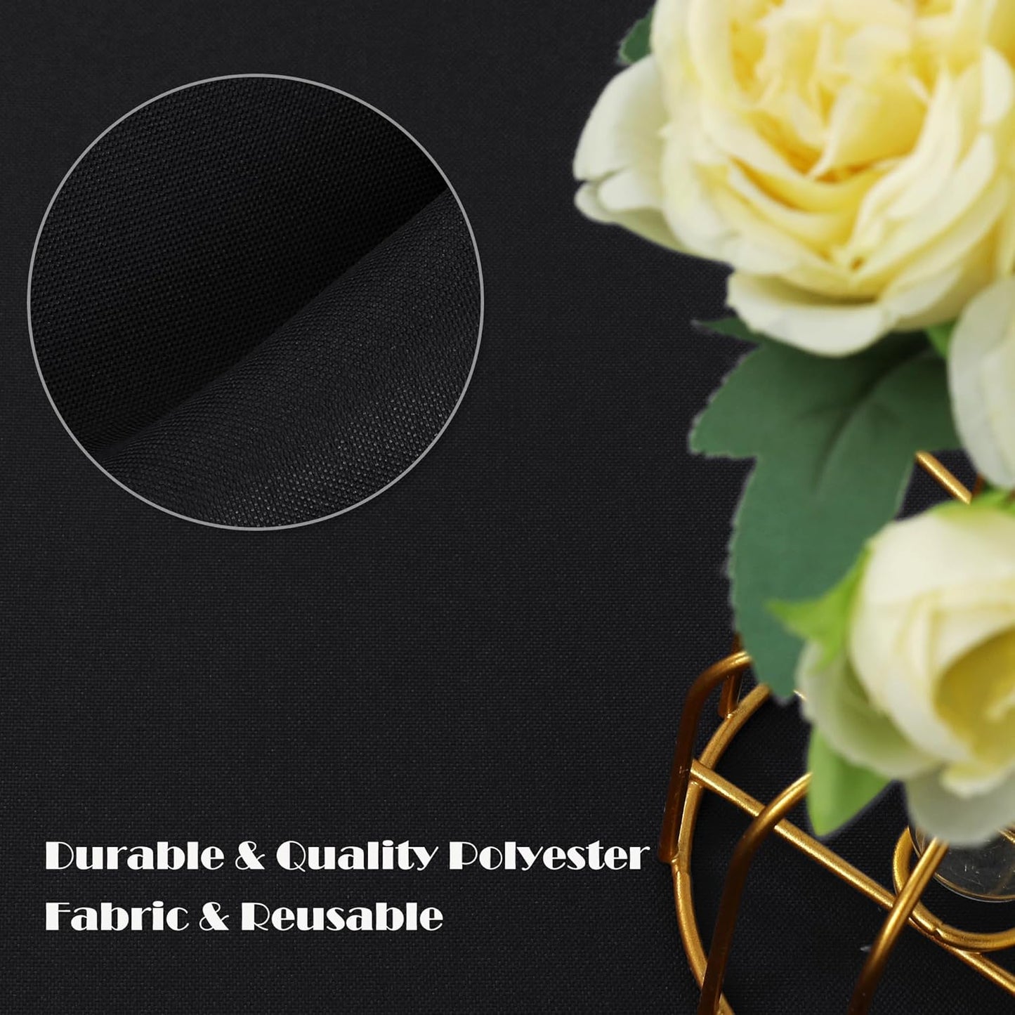 sancua 10 Pack Round Tablecloth Black 90 Inch - Stain and Wrinkle Resistant Table Cloth, Washable Polyester Table Cover for Dining Tables, Buffet Parties and Camping