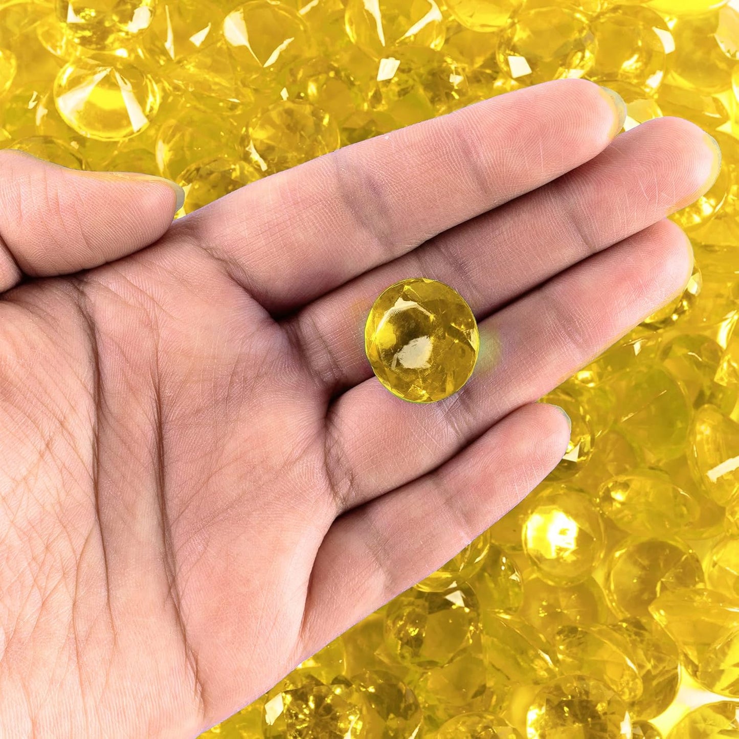 Super Z Outlet Acrylic Color Faux Round Diamond Crystals Treasure Gems for Table Scatters, Vase Fillers, Event, Wedding, Birthday Decoration Favor, Arts & Crafts (1 Pound, 240 Pieces) (Yellow)