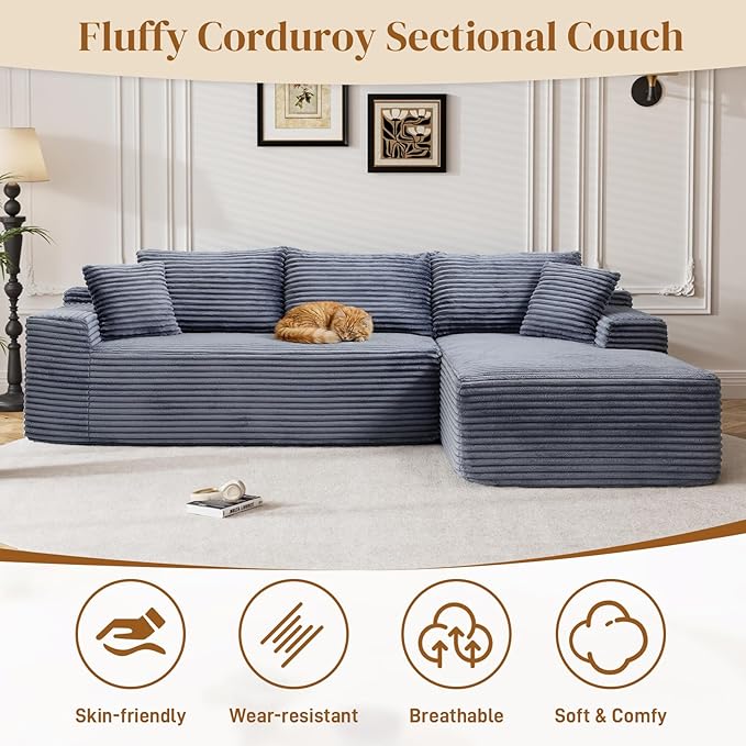 95" L Shaped Boneless Sectional Couches, Wide Armrest, Deep Seat, Memory Foam - Image 7