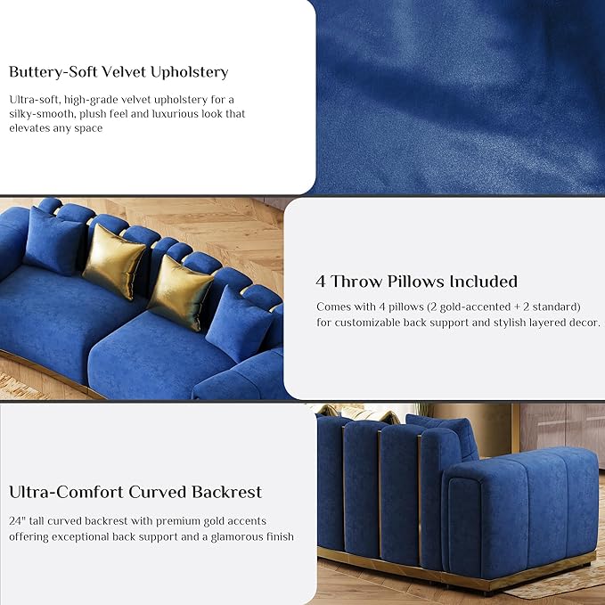 104" Oversized Velvet Chesterfield Couch - Image 4