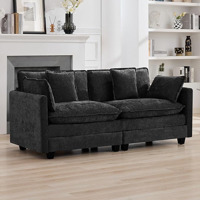76'' Cloud Deep Seat Loveseat, Upholstered Chenille Modular 2-Seats Sectional - Image 7