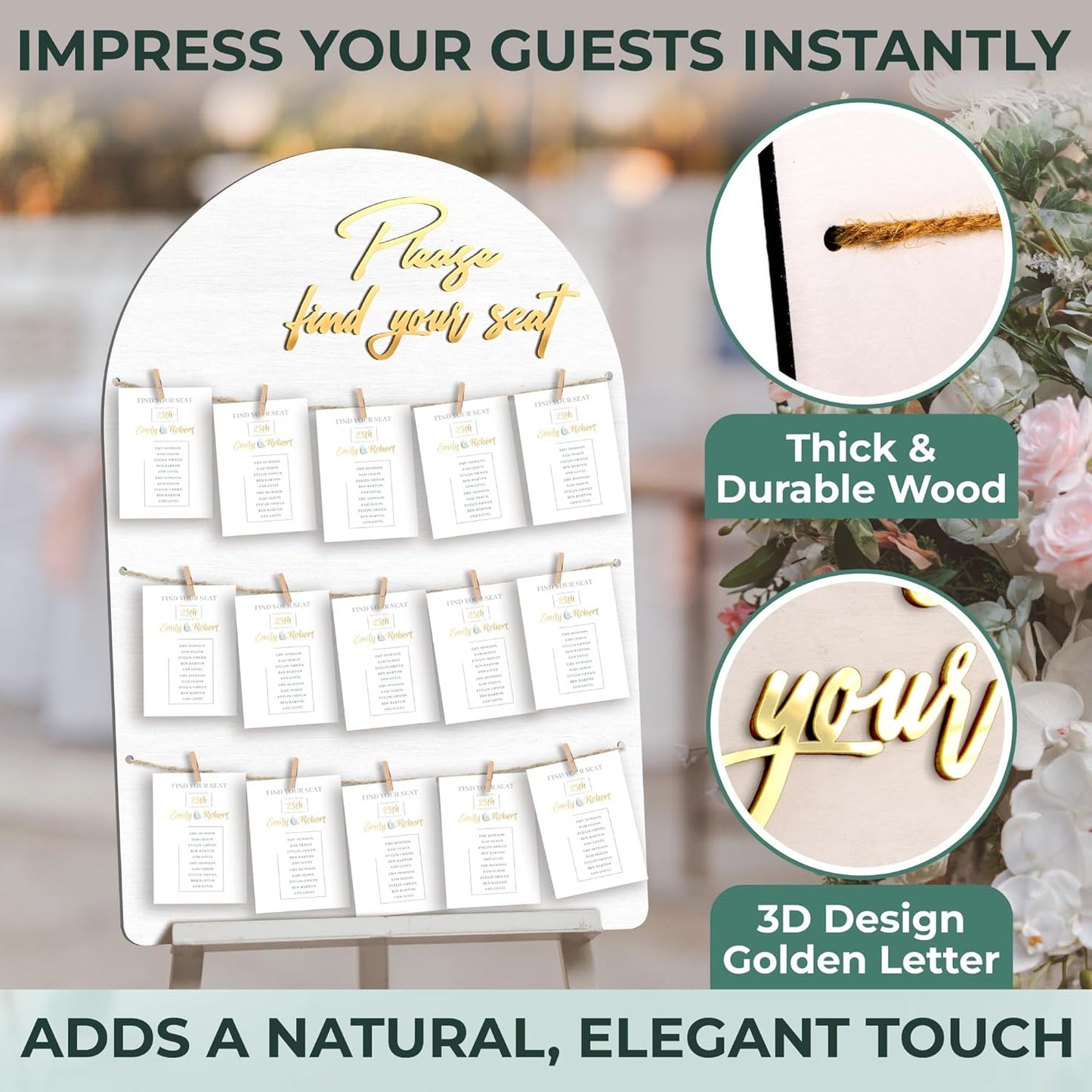 Wedding Seating Chart Board Display for Wedding Reception - Rustic Seating Chart for Reception Display, Find Your Seat Sign Wood Board Decor Ideas