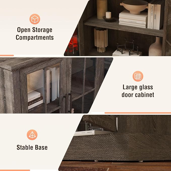 98" Farmhouse TV Stand with 36" Fireplace - Image 4