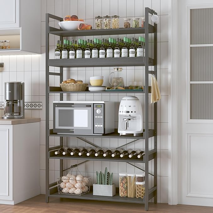HCHQHS Bookshelf, Adjustable Industrial Bookcase, Vertical Tall Book Shelf - Image 9