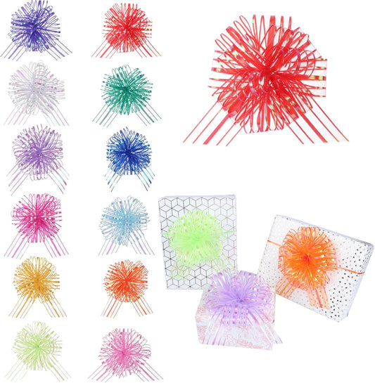12 Pieces Large Organza Pull Bows,6 Inches Pull Bows for Gift Wrapping,Basket and Wedding Decoration,Holiday and Birthday Presents Wrapping Bows,Christmas Bows for Gift Wrapping