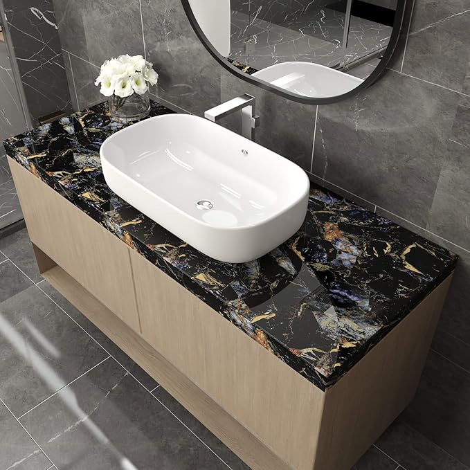 LACHEERY 15.8"x276" Dark Marble Countertop Contact Paper Waterproof Peel and - Image 2